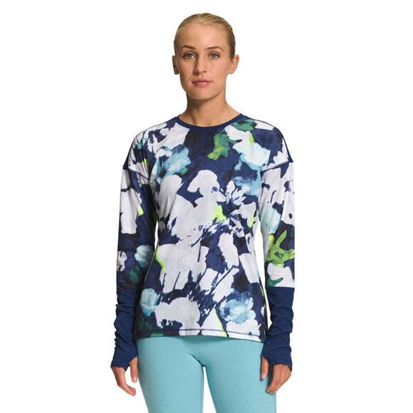 New The North Face Dawndream Sweater Blue Floral Print Long Sleeve Sz 2XL - Picture 1 of 15